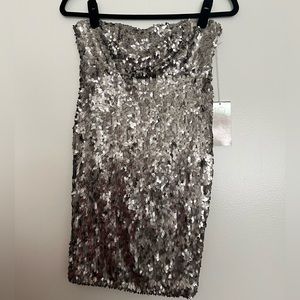 Silence & Noise Silver Sequin Dress